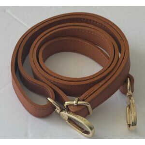 VALENTINA CLIP-ON TAN CAMEL LEATHER FLAT REPLACEMENT XBODY SHOULDER STRAP GOLD